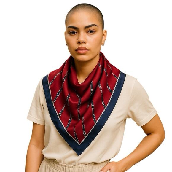 Vintage Borelli Scarf Womens Equestrian Chain Belt Derby Design 80s Classic - Picture 2 of 8